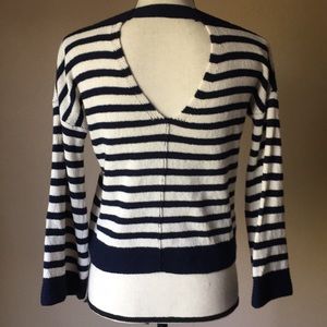 Lucky brand striped back cutout bell sleeve top XS